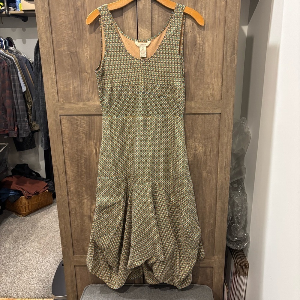 Sundance Dress size 4 Silk Sleeveless bubble Drape Hem geometric Empire Waist - Picture 1 of 11